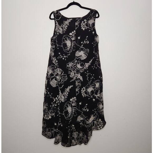 y2k Vintage Chicos Silk Midi Dress Flowy Sheer Layered Flowers Fairy Goth Emo 3 - Picture 7 of 7